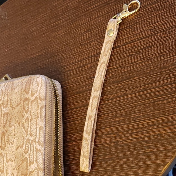 WOZEAH RFID Blocking PU Leather Zip Around Wallet Clutch Faux Snake Cuban Sand - Picture 6 of 12